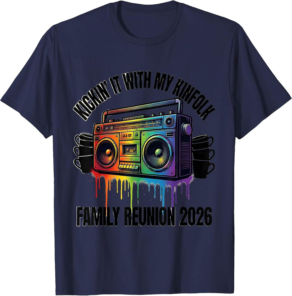 Kickin It With My Kinfolk Family Reunion 2026 T-Shirt - Navy Blue
