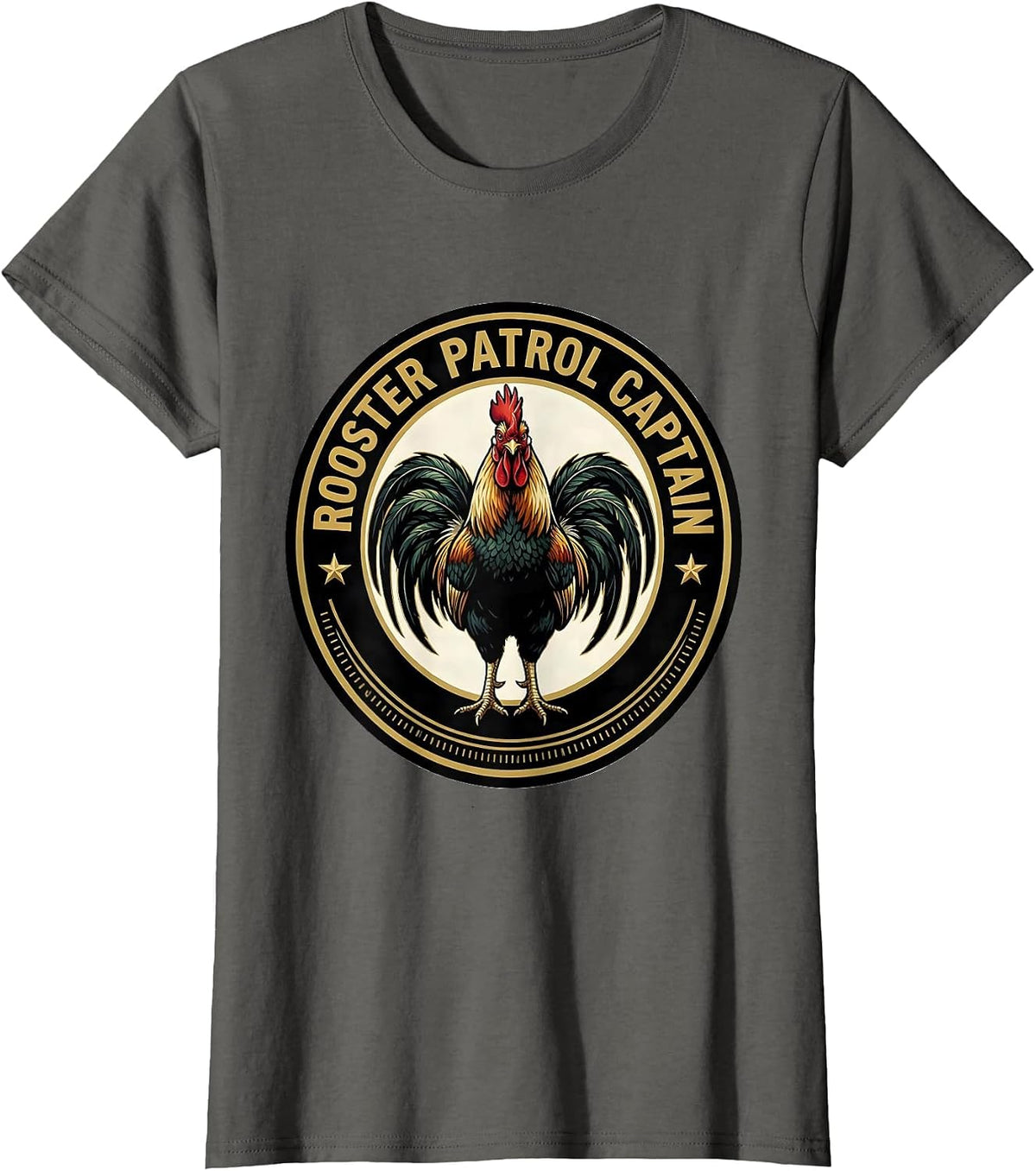 Women's Rooster Patrol Captain Funny Pheasant Hunter Hunting Gift T-Shirt - Asphalt Grey