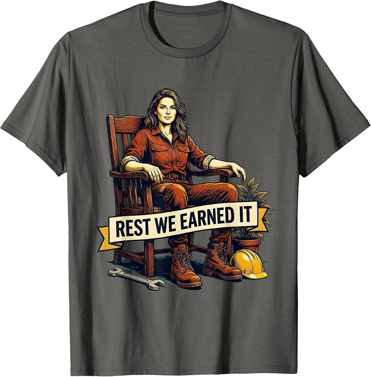 Rest We Earned It Labor Day Celebration Design T-Shirt - Asphalt Grey