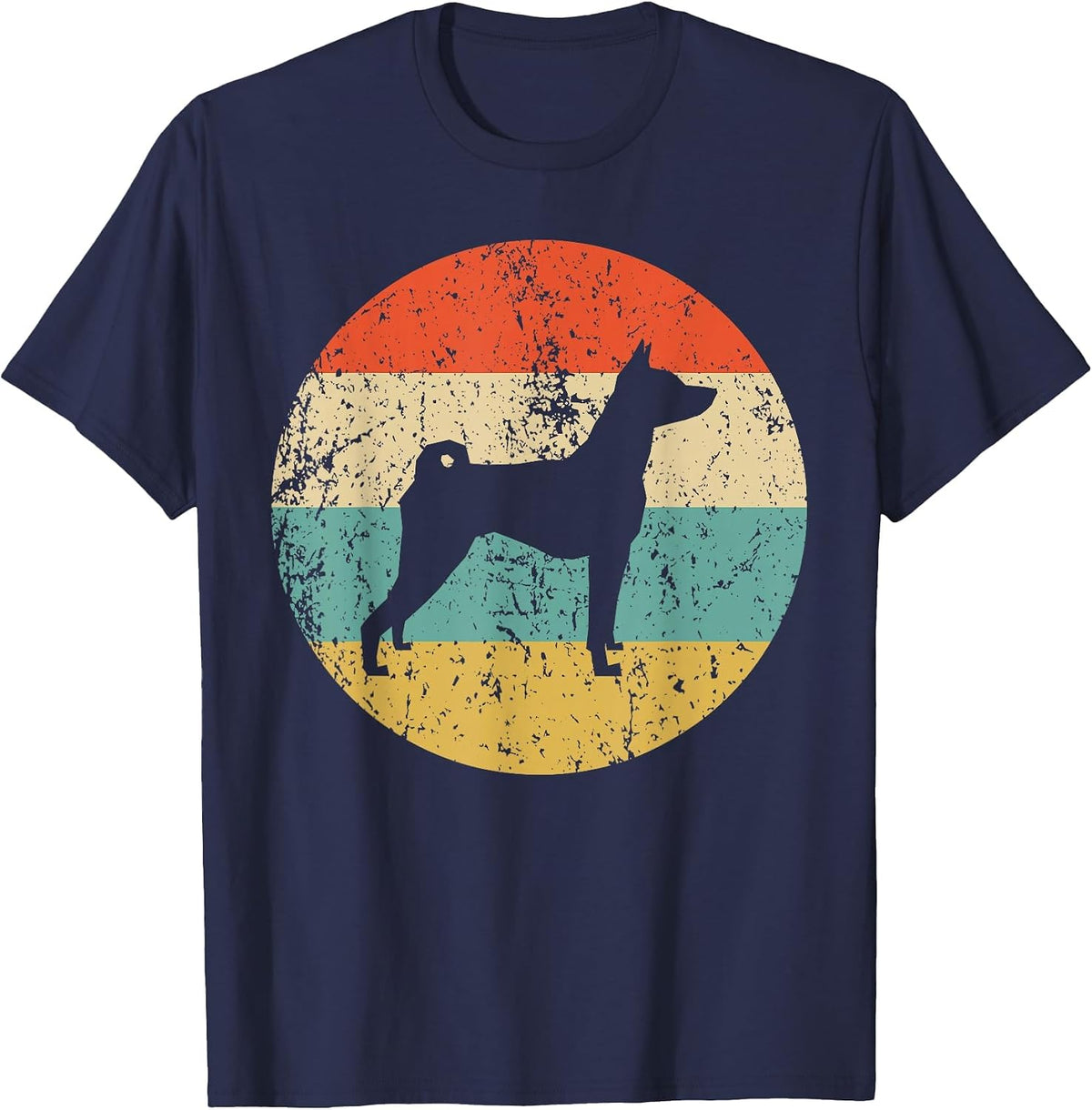Basenji Shirt - Vintage Retro Basenji Dog T-Shirt T-Shirt - Navy Blue