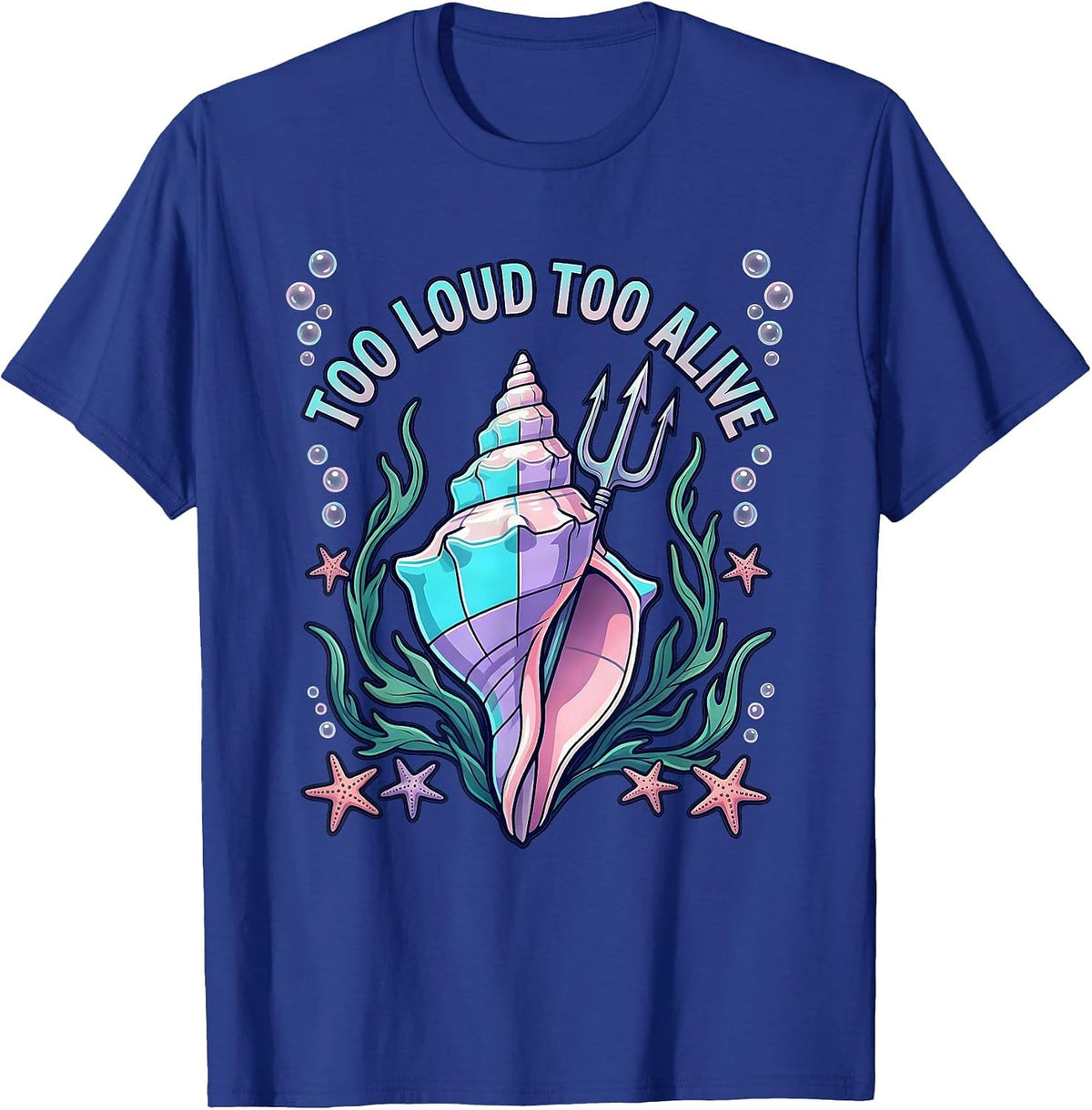 Too Loud Too Alive Metal Band Graphic Design T-Shirt - Royal Blue