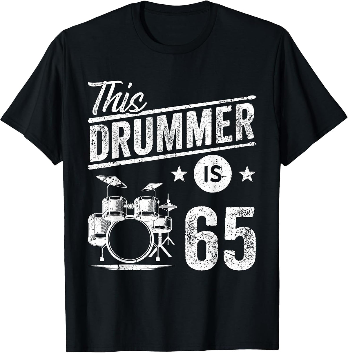 Retro Vintage Design Drummer 65th Birthday T-Shirt - Black