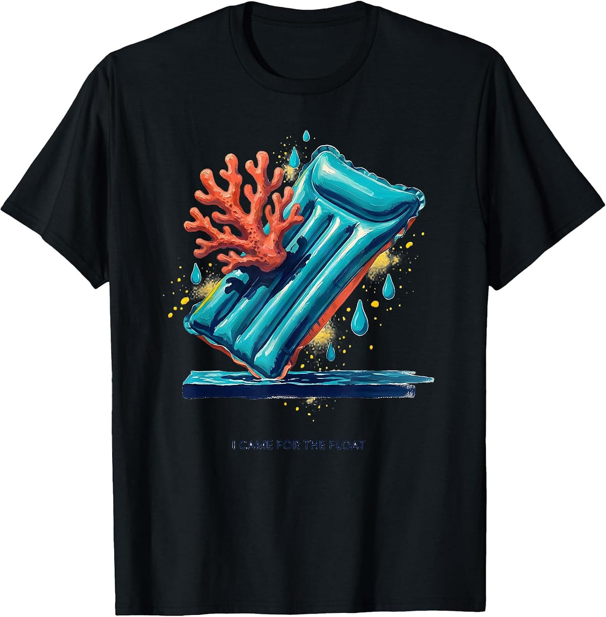 Men's I Came For The Float Funny Retro Summer Beach Vacation T-Shirt - Black
