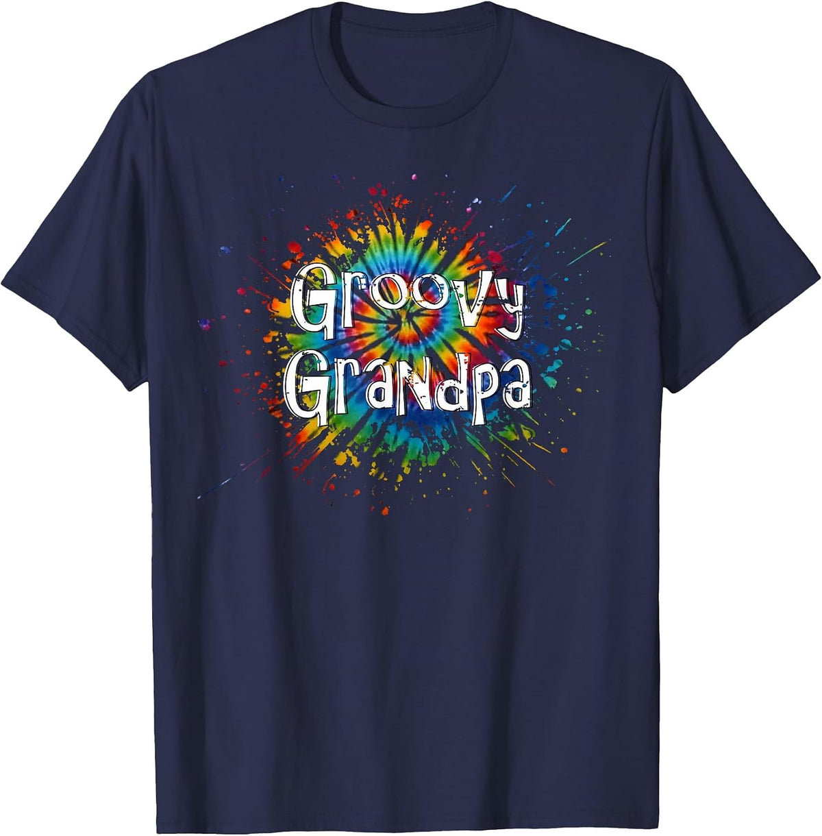 Groovy Grandpa T Shirt Novelty Colorful Fun T-Shirt - Navy Blue