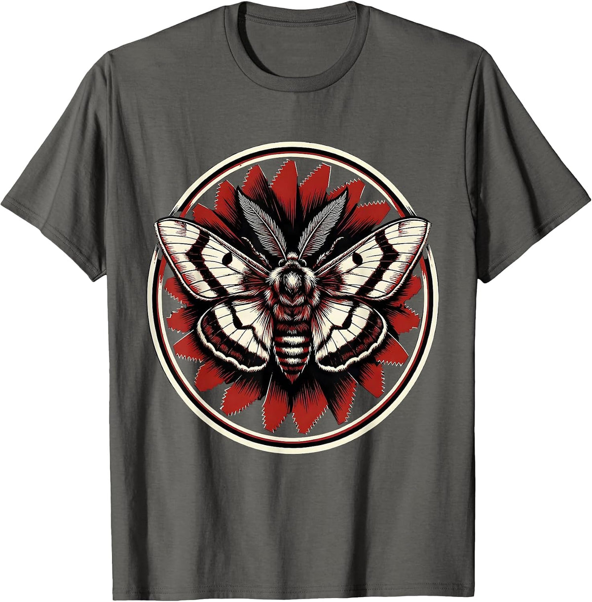 Men's Punk Razor Blade Moth Dark Art Graphic T-Shirt - Asphalt Grey