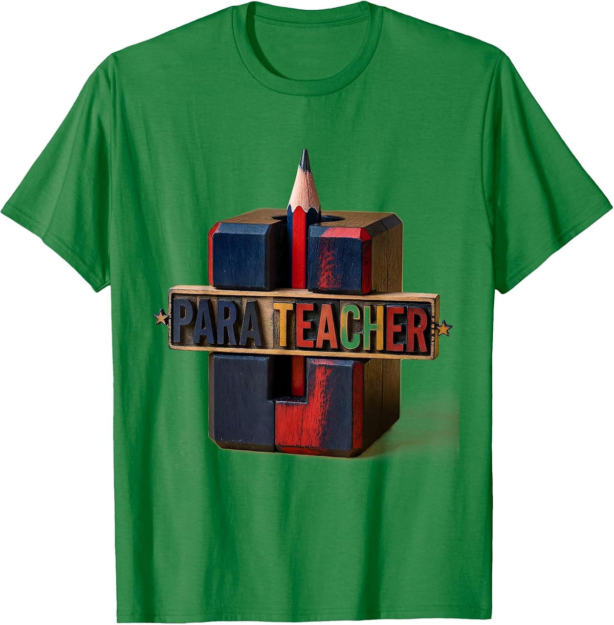 Men's Para Teacher Retro Pencil Sharpener Back To School Teacher T-Shirt - Kelly Green