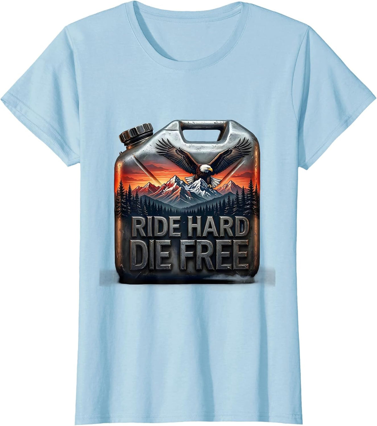 Ride Hard Die Free Motorcycle Biker Design T-Shirt - Baby Blue