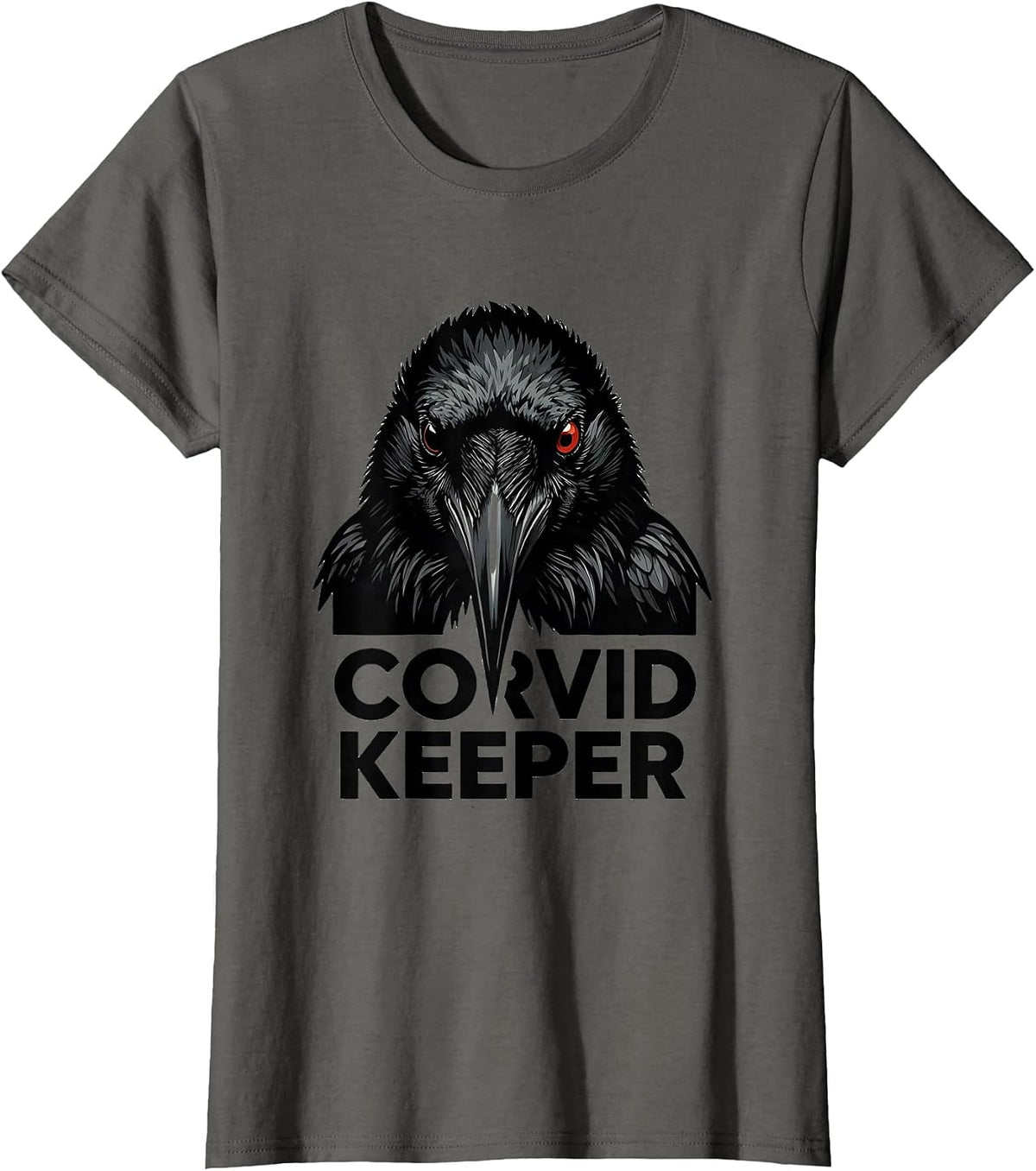 Women's Corvid Keeper Minimalist Crow Bird Gothic Nature Lover T-Shirt - Asphalt Grey
