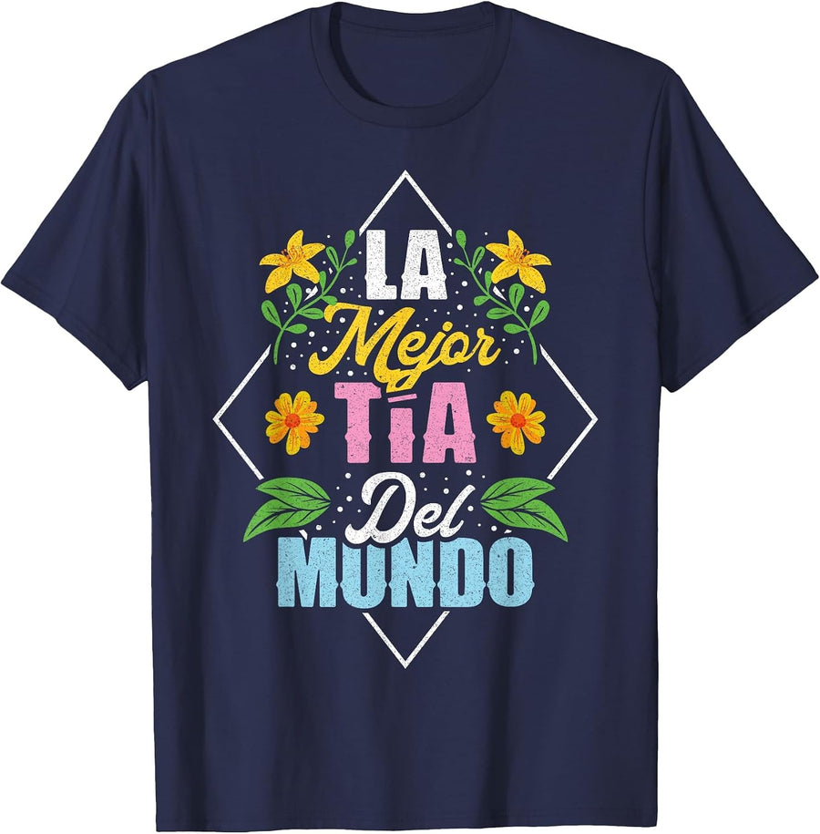 Tía Camiseta Regalos Día de la Madre La Mejor Tia T-Shirt - Navy Blue