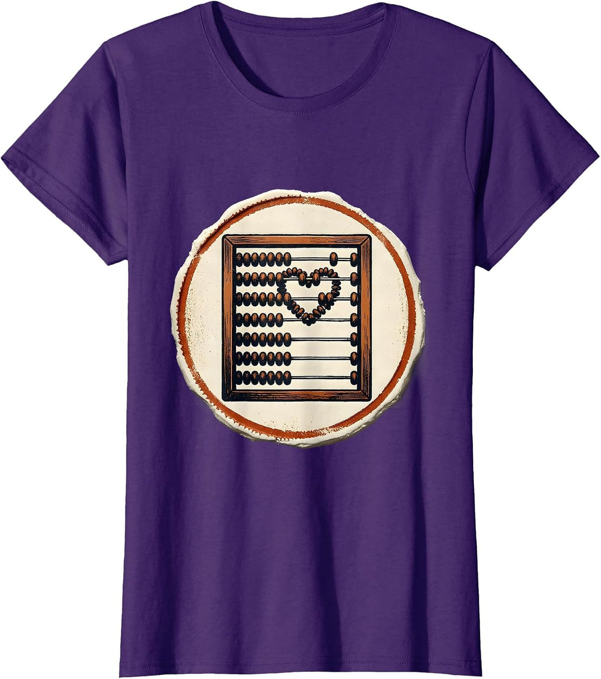 Women's Heart Abacus Stamp Teacher Valentine’s Day Humor T-Shirt - Purple