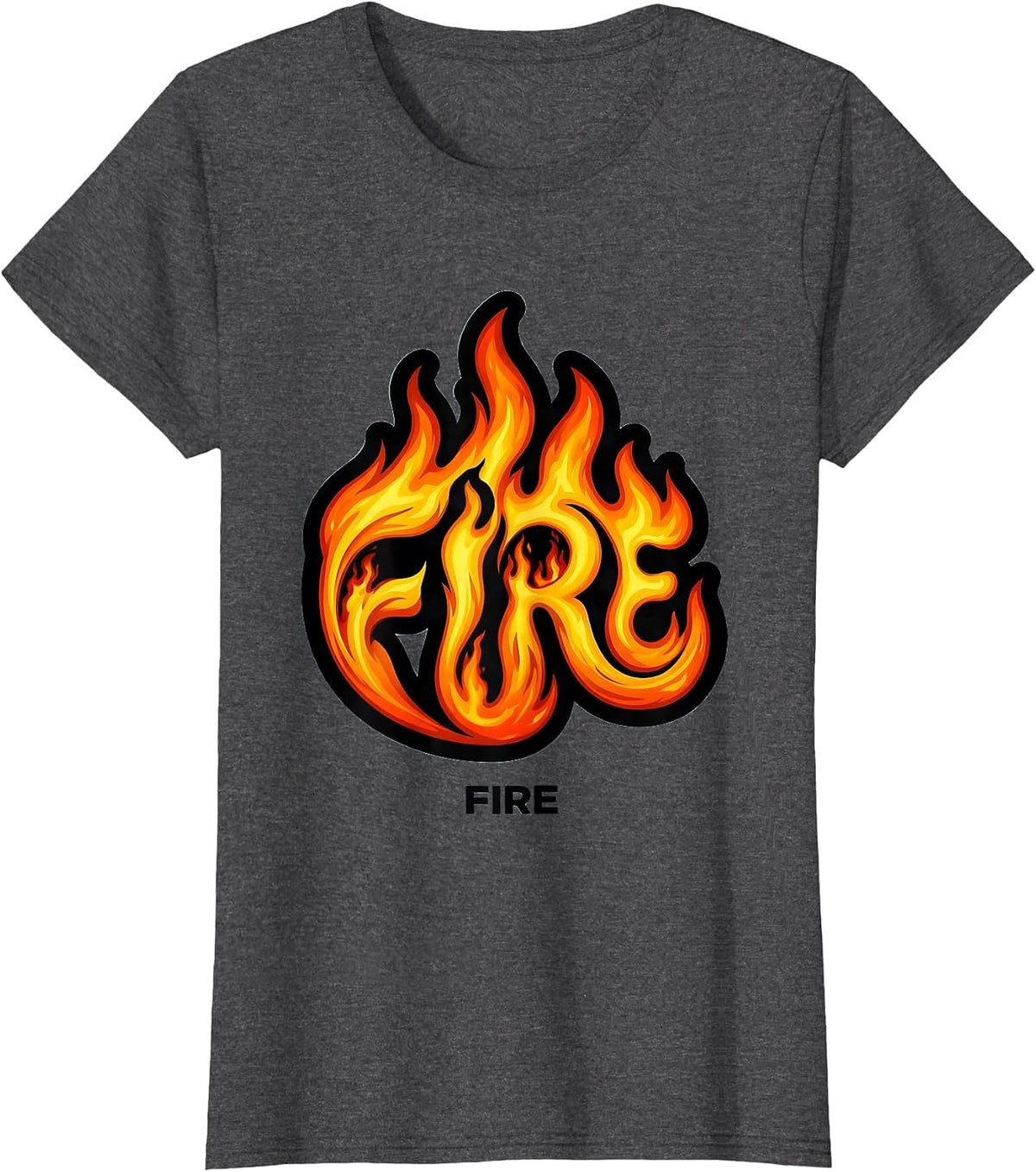 Women's FIRE Cartoon Flame Ribbon Fire And Ice Costume Halloween T-Shirt - Dark Heather Grey
