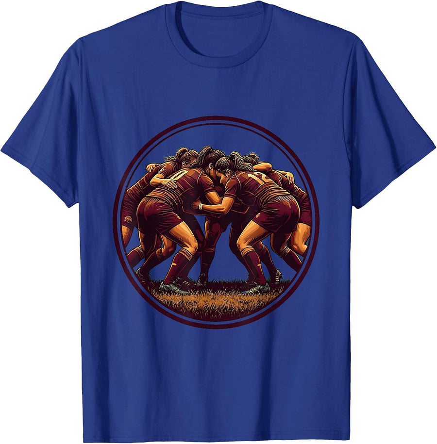 Rugby Scrum Formation Graphic Tee T-Shirt - Royal Blue