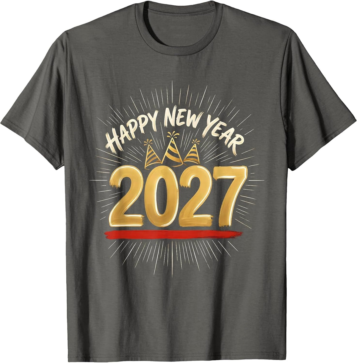 Men's Happy New Year 2027 Sign Painter Showcard Family Party T-Shirt - Asphalt Grey