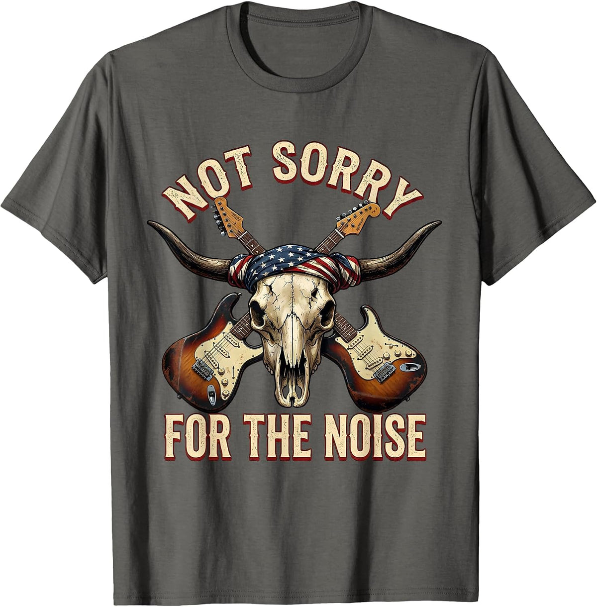 Men's Not Sorry For The Noise Death Metal Design T-Shirt - Asphalt Grey