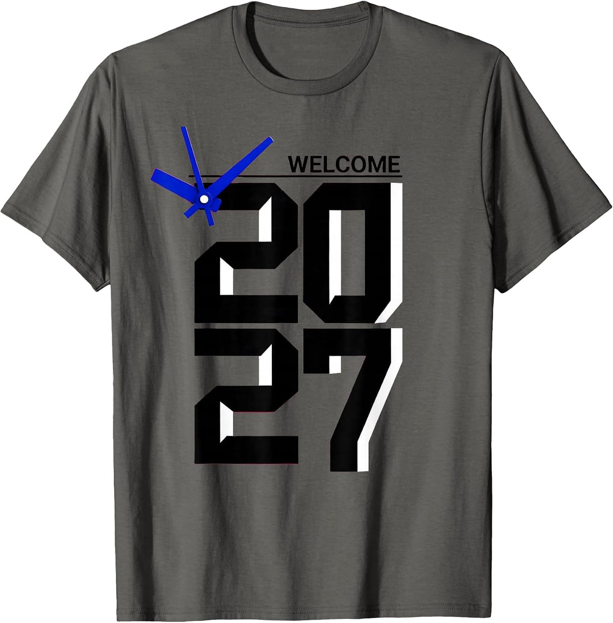 Men's Welcome, 2027 Swiss International Novelty Party Wear T-Shirt - Asphalt Grey
