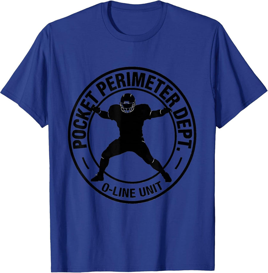 Pocket Perimeter Dept. O-Line Unit Funny Football Lineman T-Shirt - Royal Blue