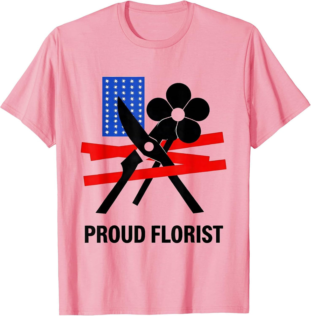 Men's Proud Florist Bauhaus Modernist American Flag Occupation T-Shirt - Pink