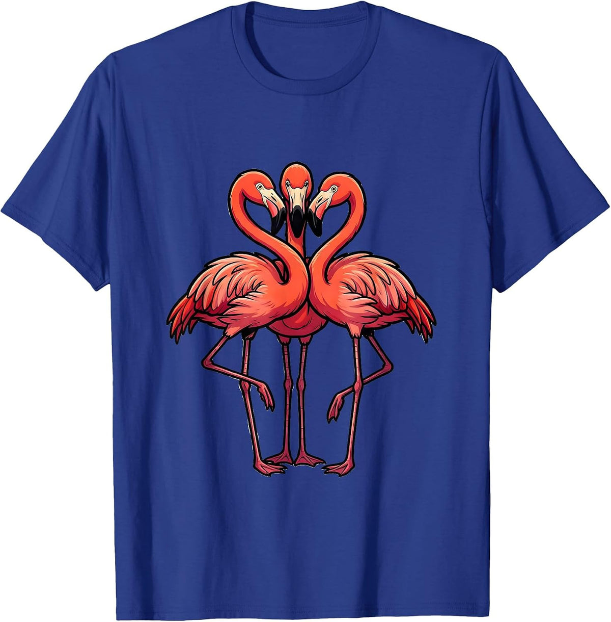 Flamingo Flock Cartoon Bird Humor Matching Group T-Shirt - Royal Blue