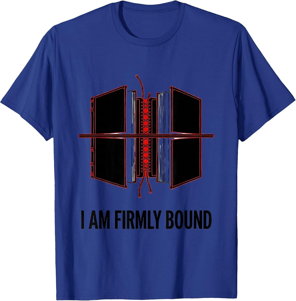 Men's I Am Firmly Bound Exploded Book Spine Literary Humor Novelty T-Shirt - Royal Blue