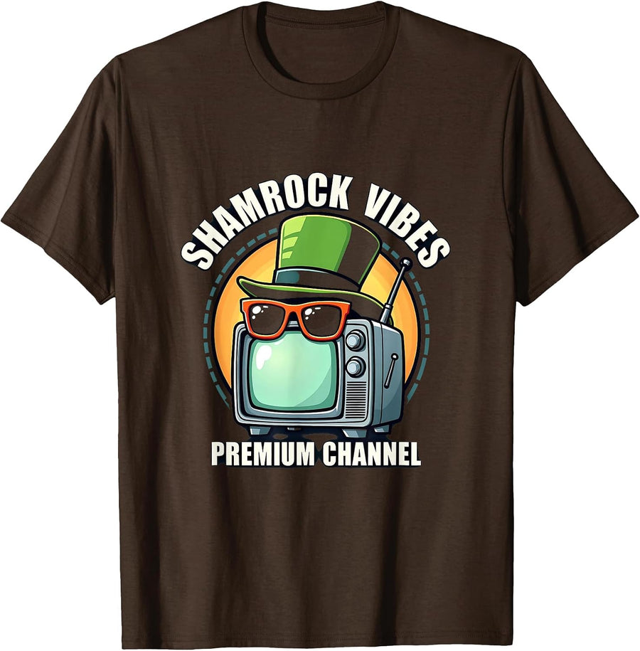 Shamrock Vibes St Patricks Day Mens Design T-Shirt - Brown