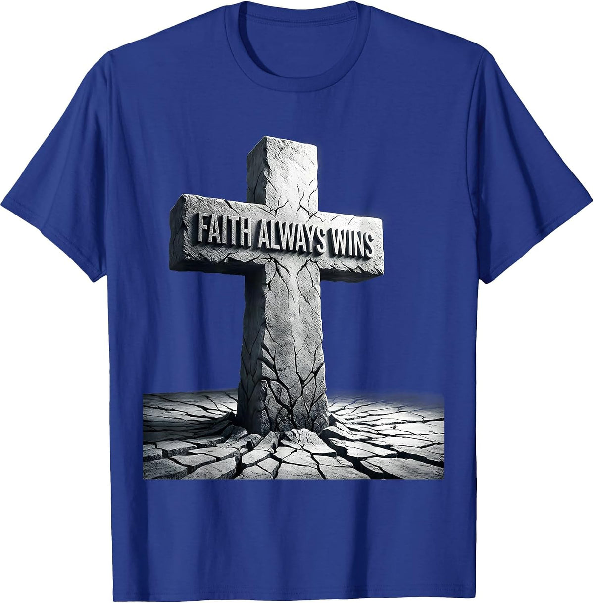 Faith Always Wins Faith Over Fear Graphic Design T-Shirt - Royal Blue
