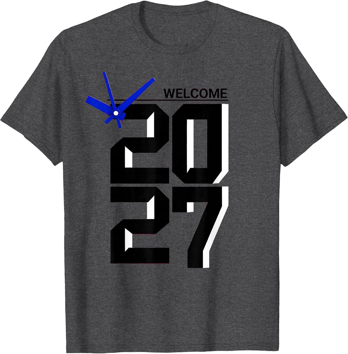 Men's Welcome, 2027 Swiss International Novelty Party Wear T-Shirt - Dark Heather Grey