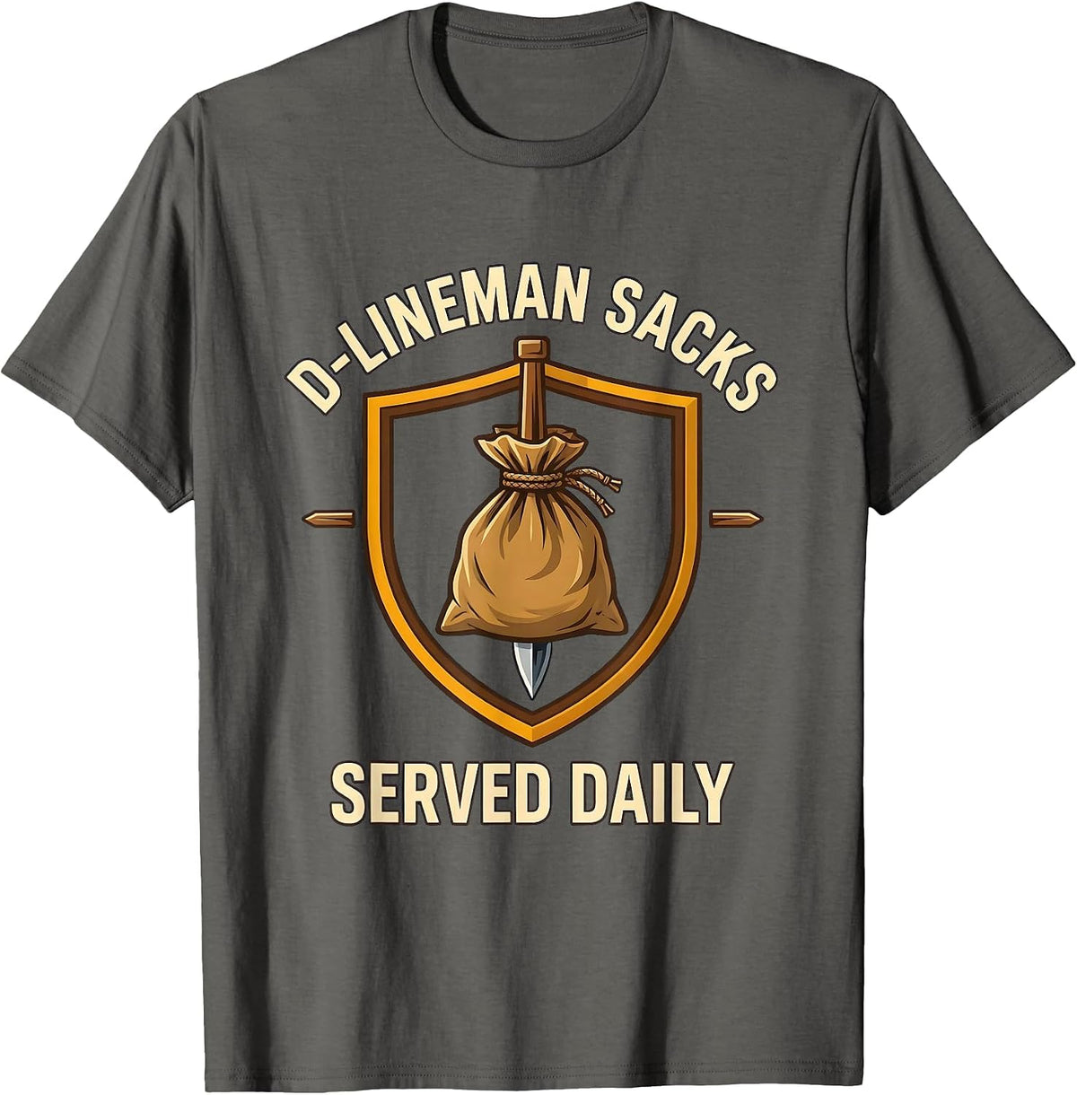 D-Lineman Sacks Served Daily Funny Football Lineman Youth T-Shirt - Asphalt Grey