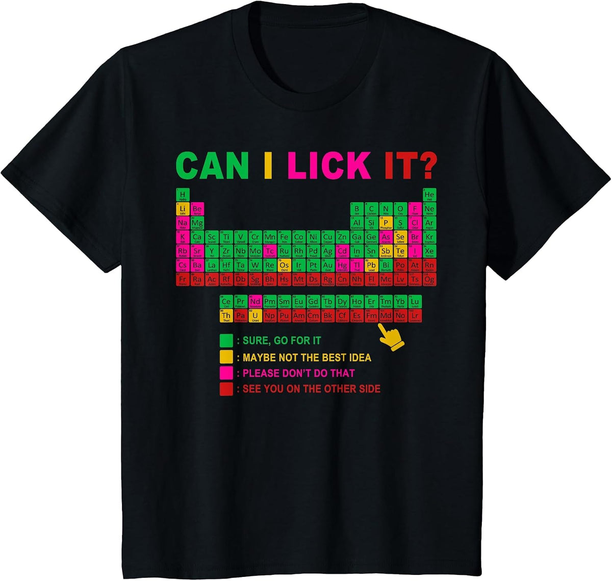 Can I Lick It Periodic Table Chart Science Teacher Funny T-Shirt - Black