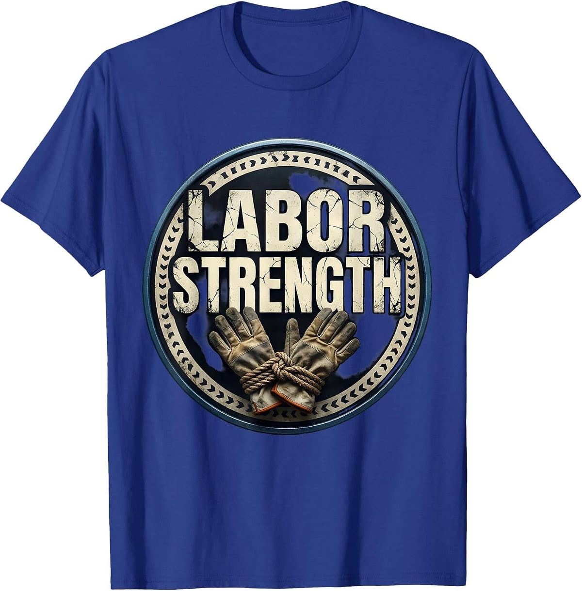 Men's Labor Strength Distressed Union Worker Solidarity Pride T-Shirt - Royal Blue