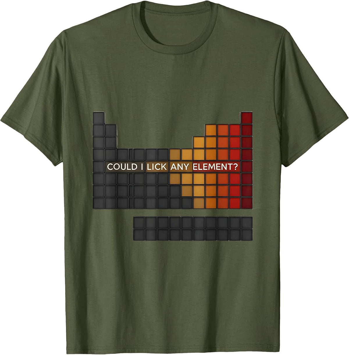 Men's Could I Lick Any Element Funny Periodic Table Science T-Shirt - Olive Green