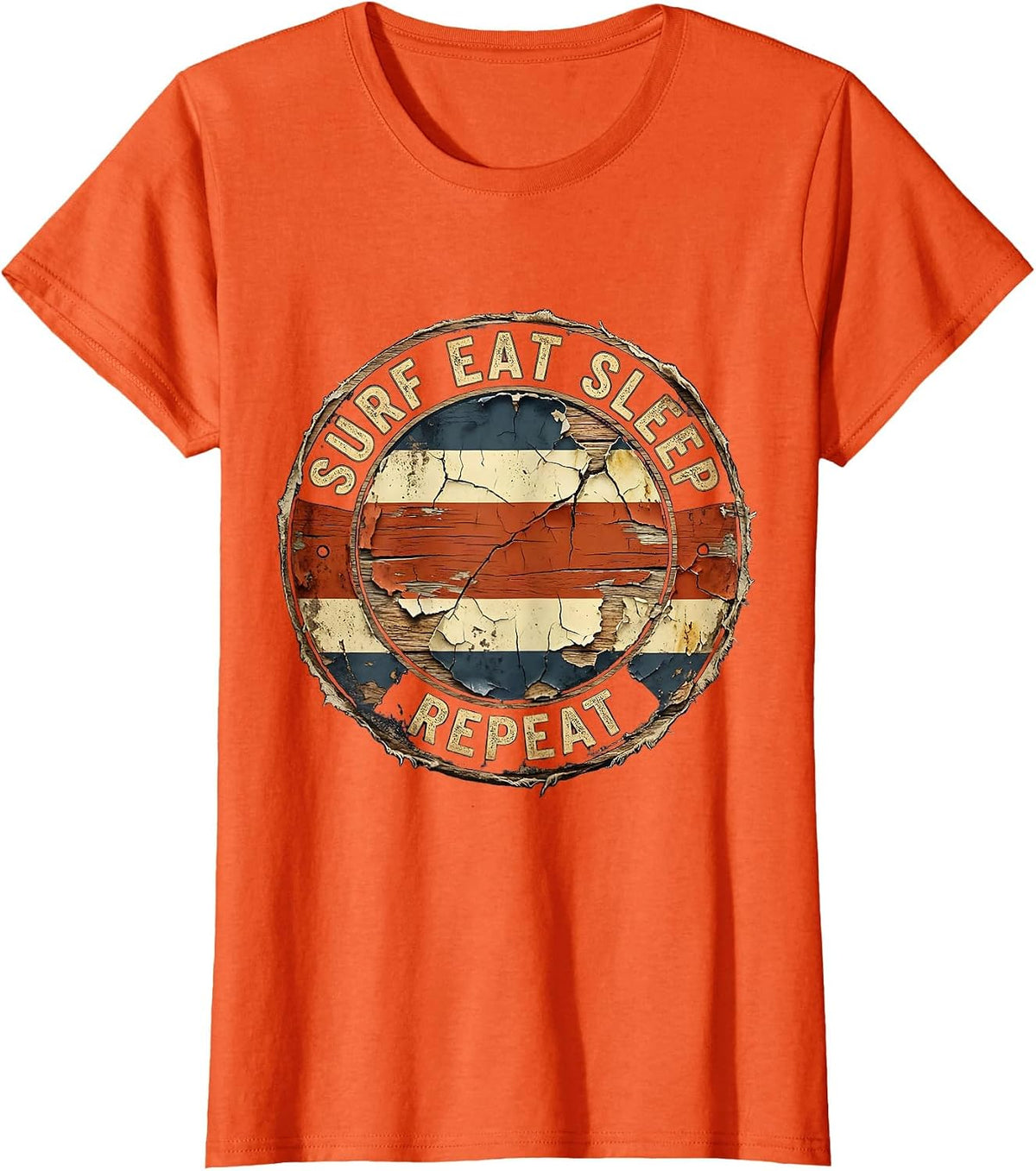 Costa Rica Surf Eat Sleep Repeat Design T-Shirt - Orange