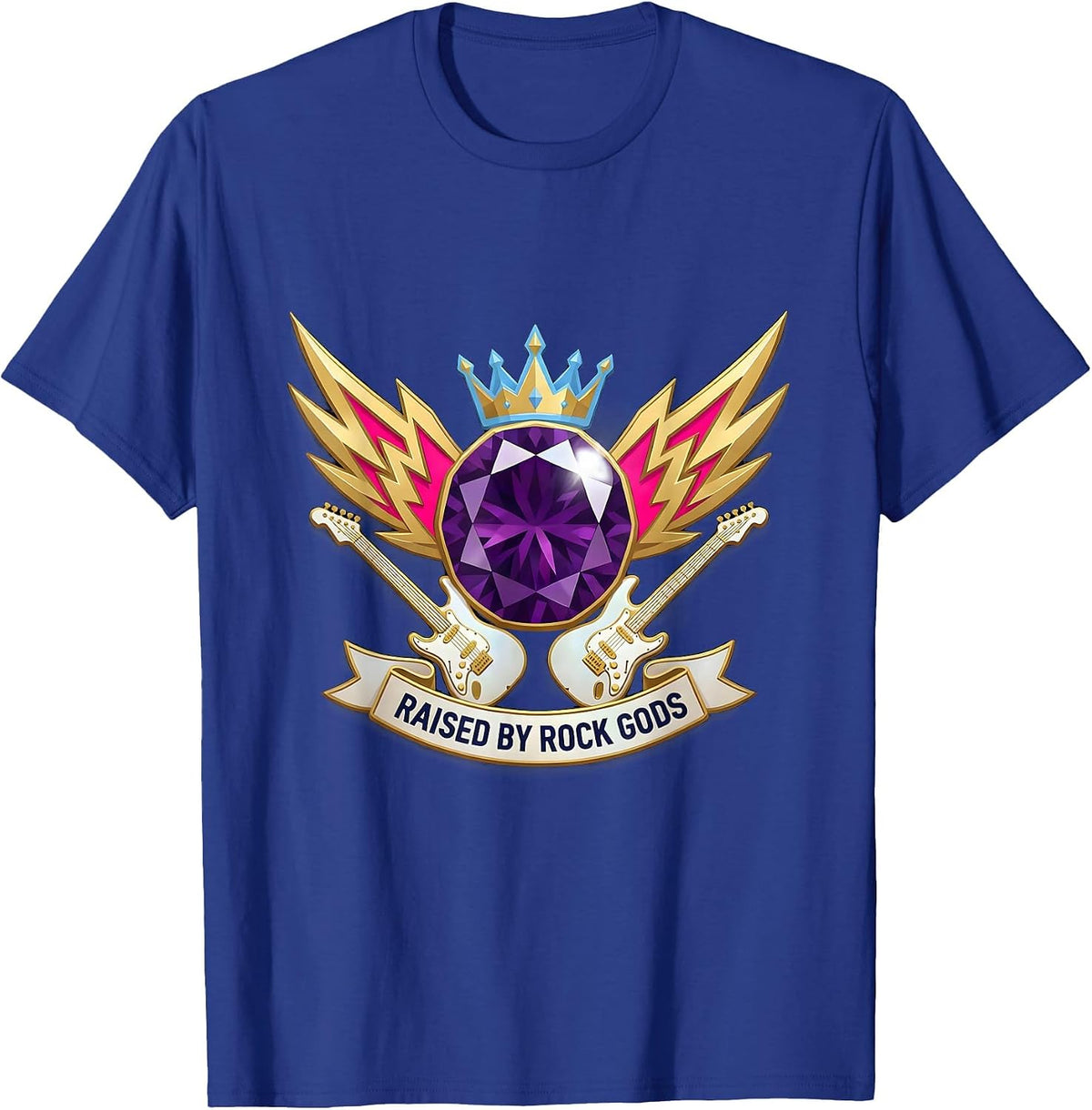 Men's Raised by Rock Gods 80s Band Music Design T-Shirt - Royal Blue