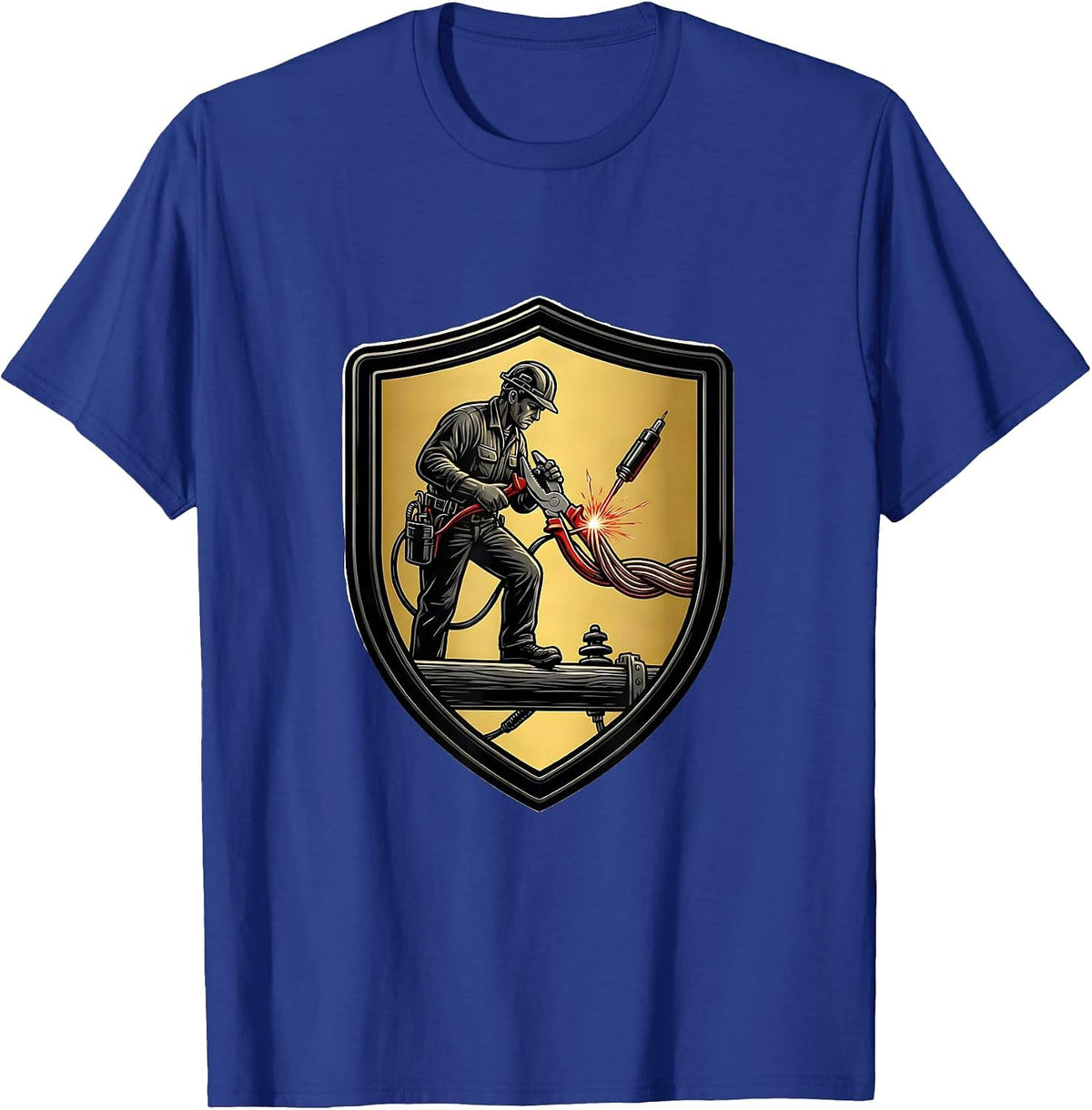 Sealed Lineman Shield Funny Electrician Trade Humor T-Shirt - Royal Blue