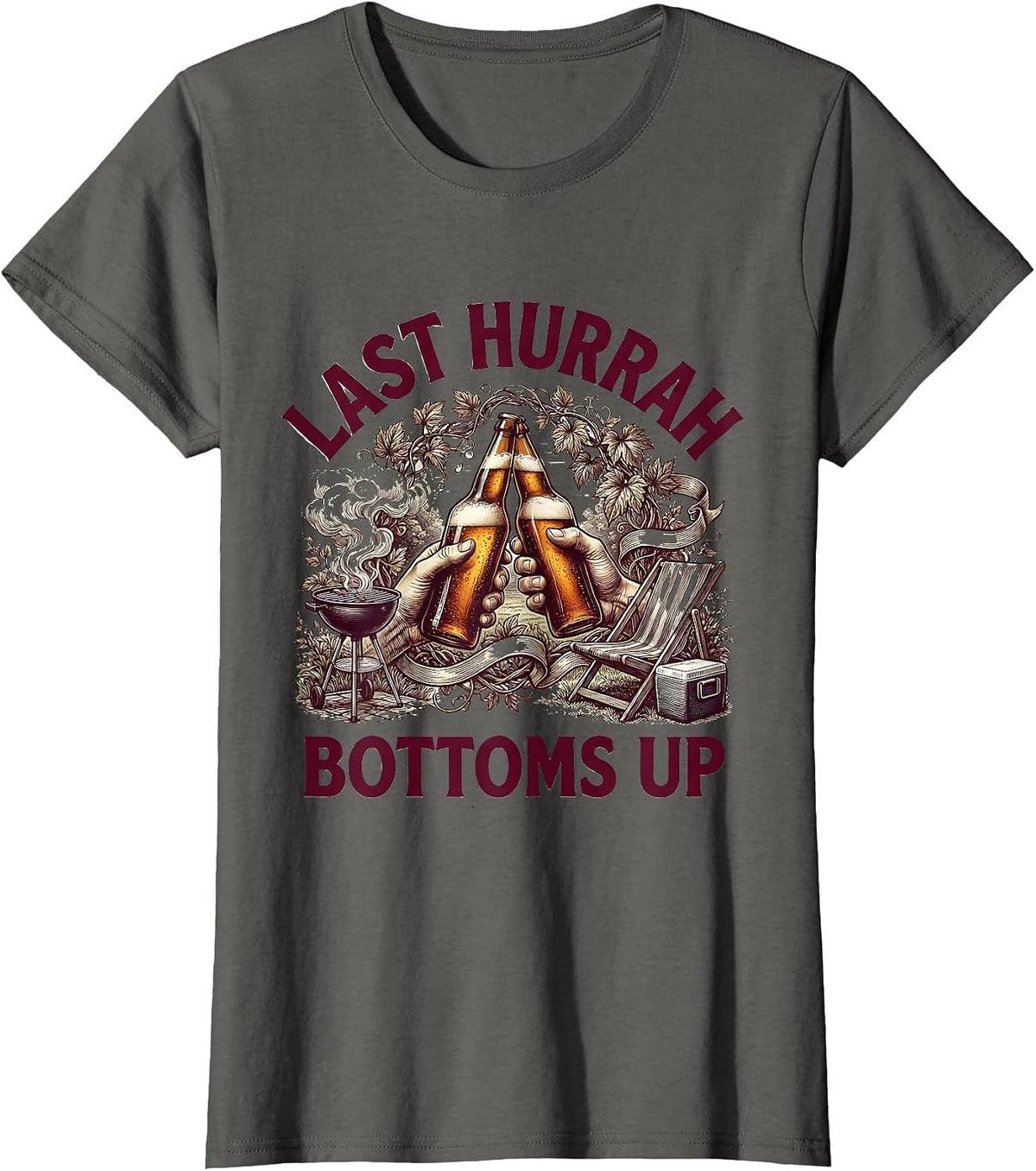Women's Last Hurrah Labor Day Beer Toast Graphic T-Shirt - Asphalt Grey