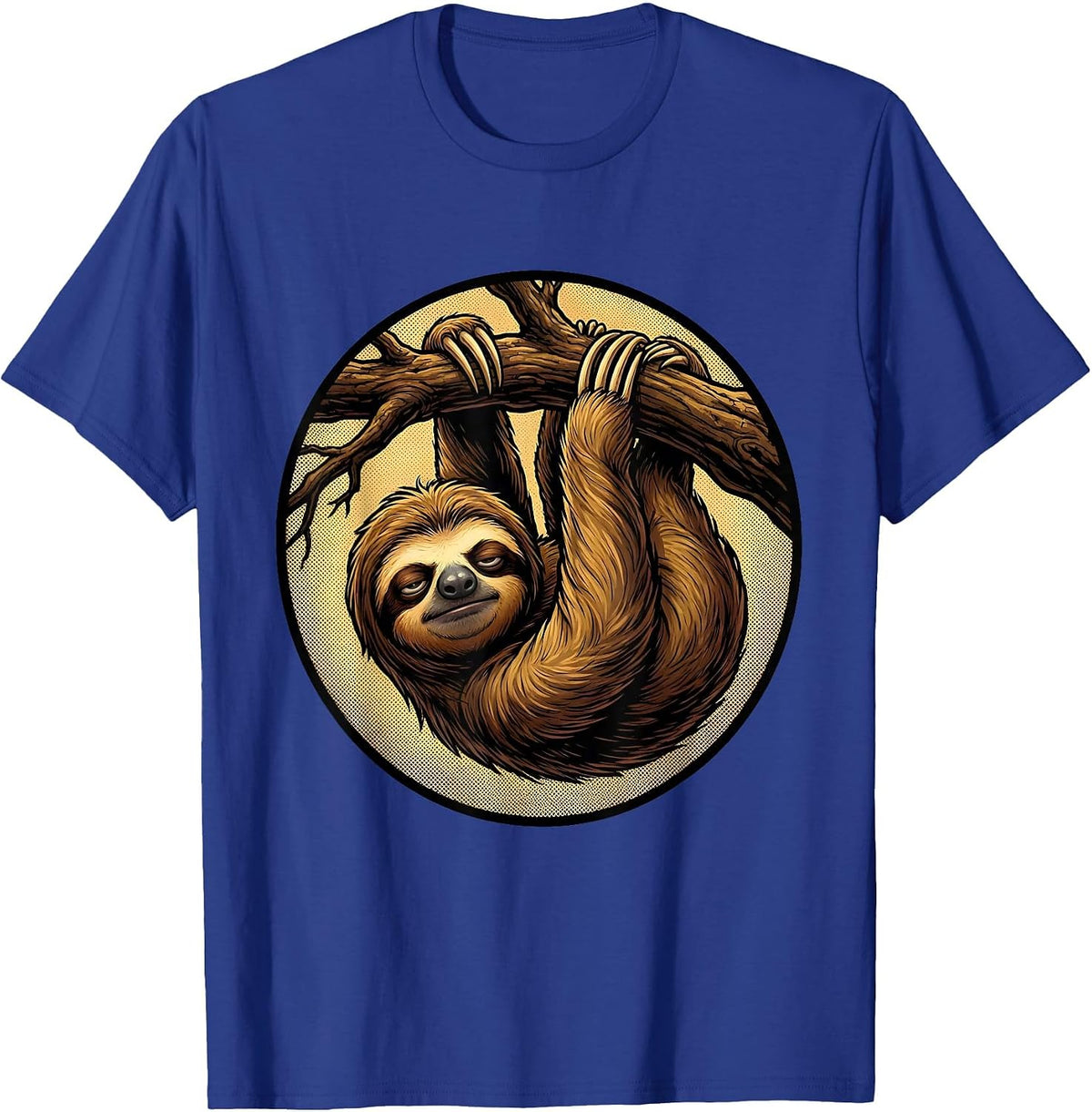 Men's Sloth Hanging Upside Down From Branch Graphic T-Shirt - Royal Blue