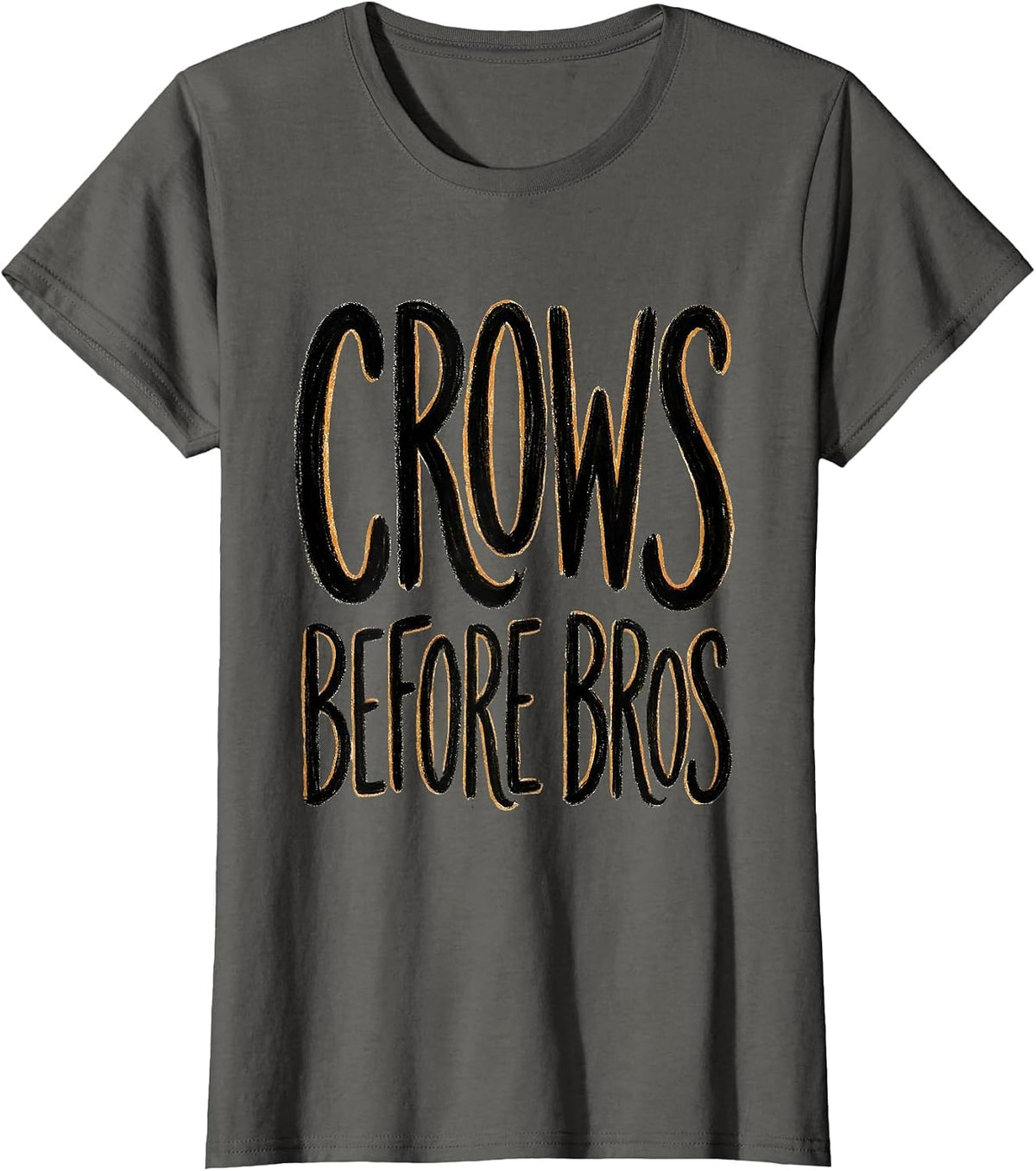 Women's Crows Before Bros Bold Crow Loyalty Design T-Shirt - Asphalt Grey