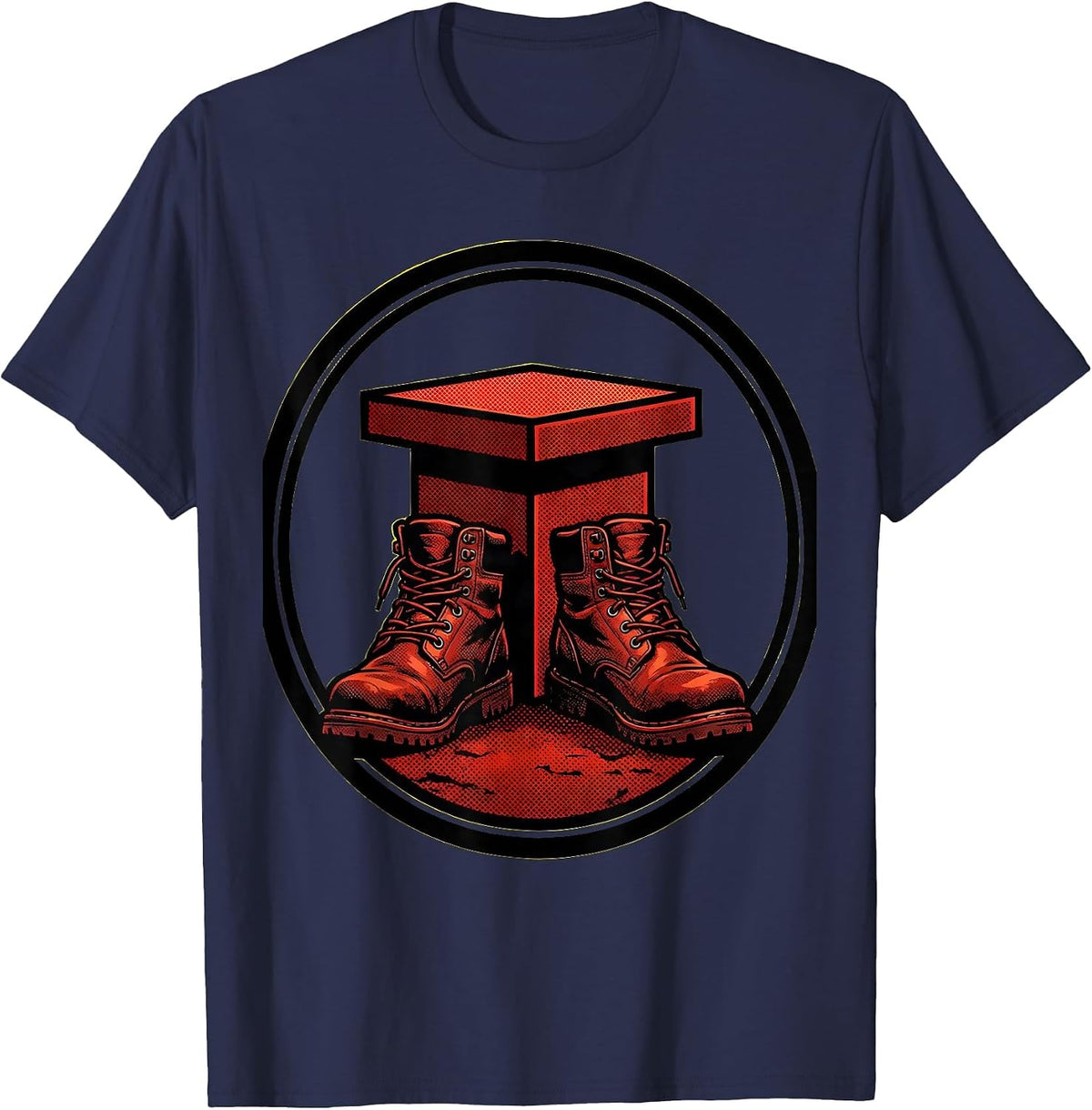 Men's Working Boots Behind the Podium Political Graphic T-Shirt - Navy Blue