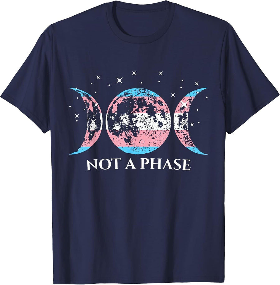 Transgender Pride Flag Not A Phase T-Shirt - Navy Blue