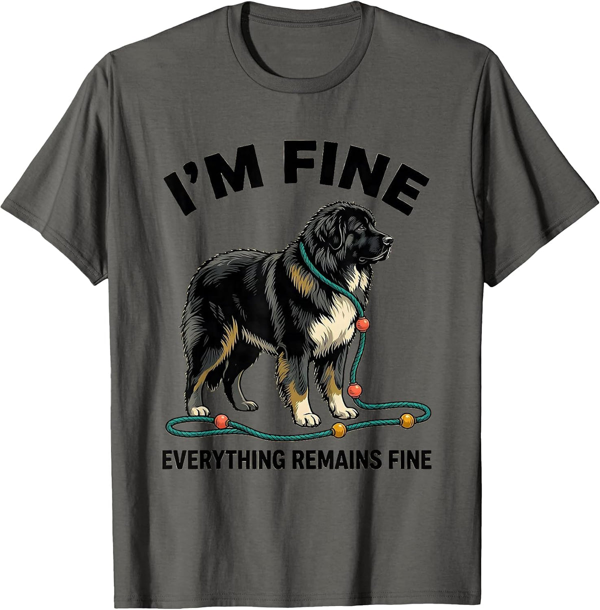 Men's I'm Fine Everything Remains Fine Great Pyrenees Christmas T-Shirt - Asphalt Grey
