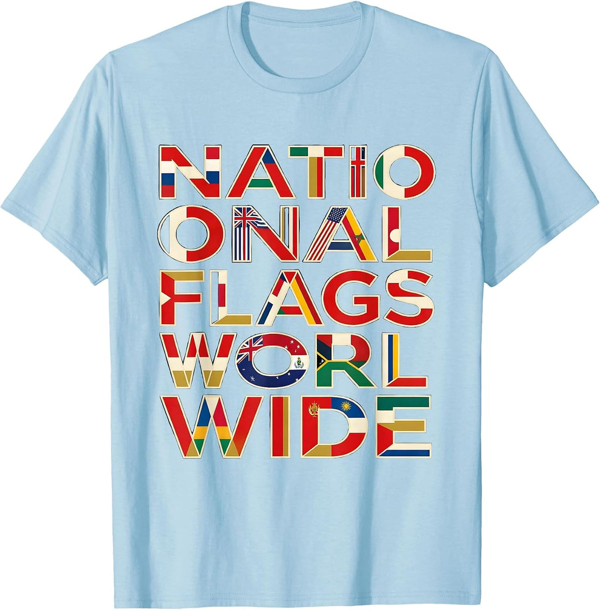 Men's National Flags Worldwide Geography Lover World Traveler Gift T-Shirt - Baby Blue