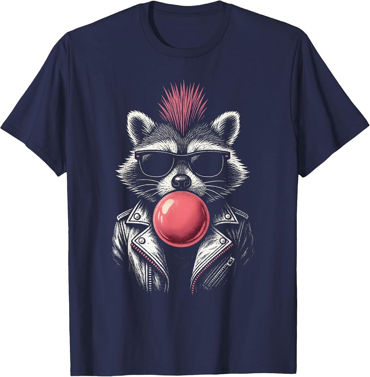 Raccoon Rock Music Men Women Kids Funny Raccoon T-Shirt - Navy Blue