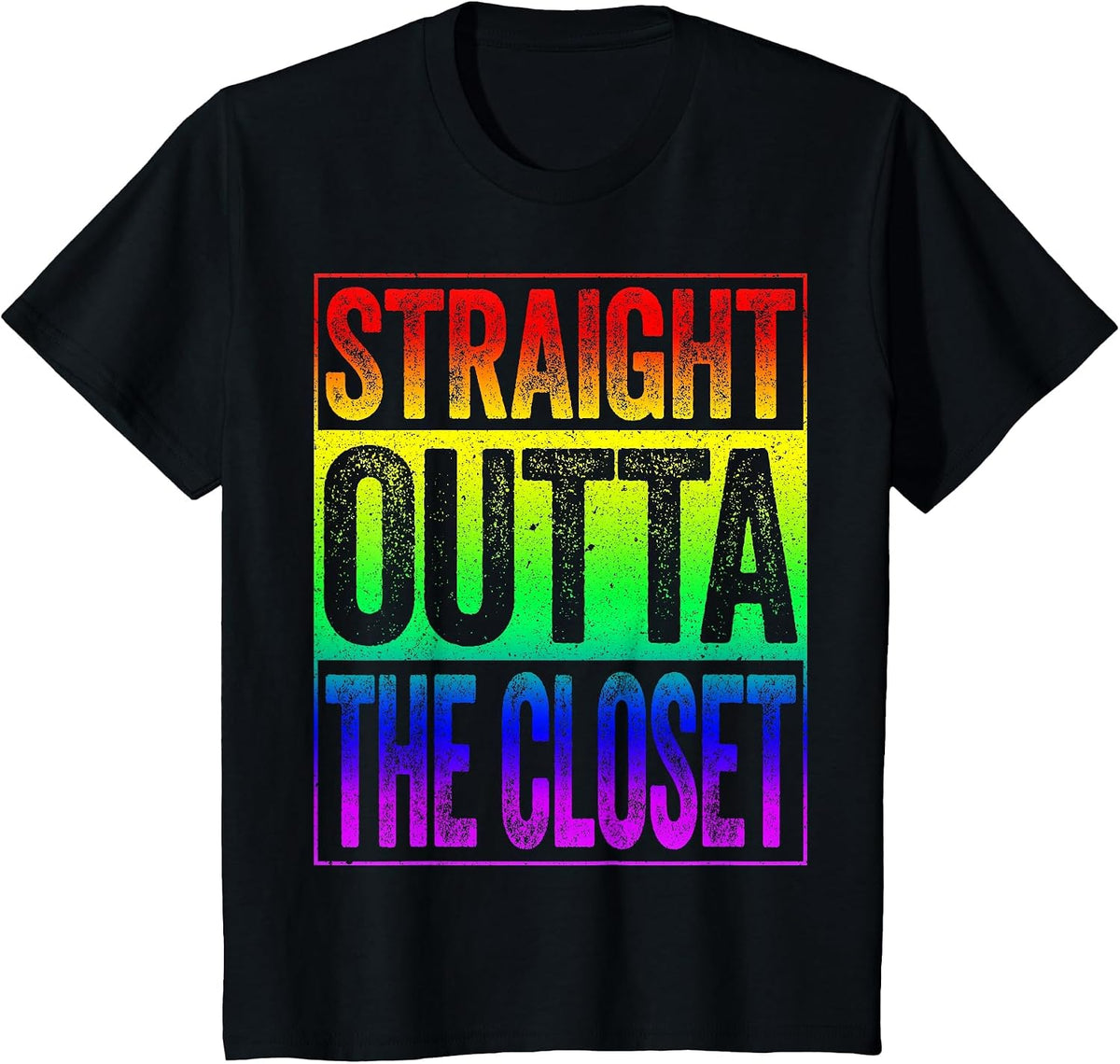 Straight Outta The Closet Shirt LGBT Pride T-Shirt - Black