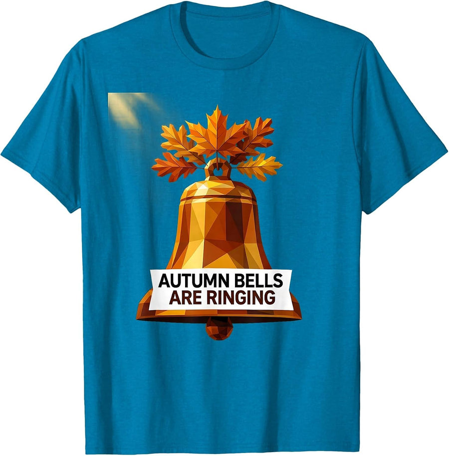 Autumn Bells Are Ringing Teacher Fall Design T-Shirt - Sapphire Blue