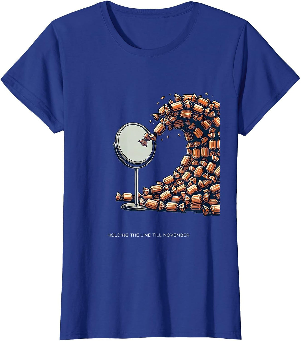 Women's Holding The Line Till November Funny Dental Hygienist T-Shirt - Royal Blue
