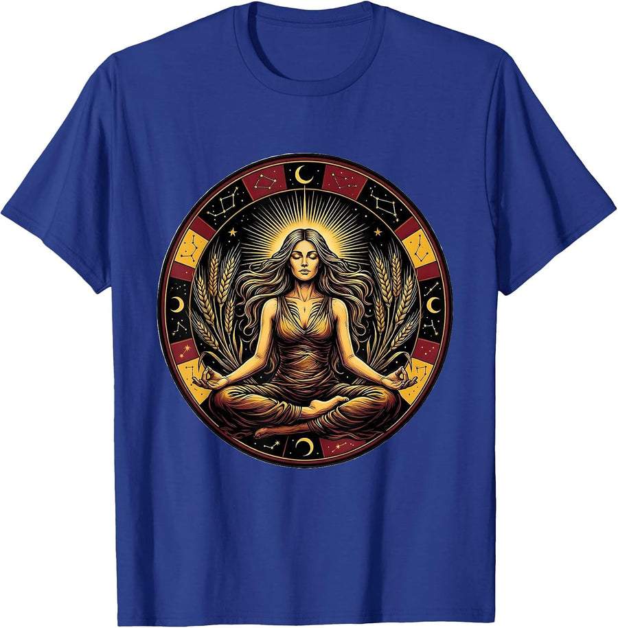 Virgo Celestial Meditation Zodiac Astrology T-Shirt - Royal Blue
