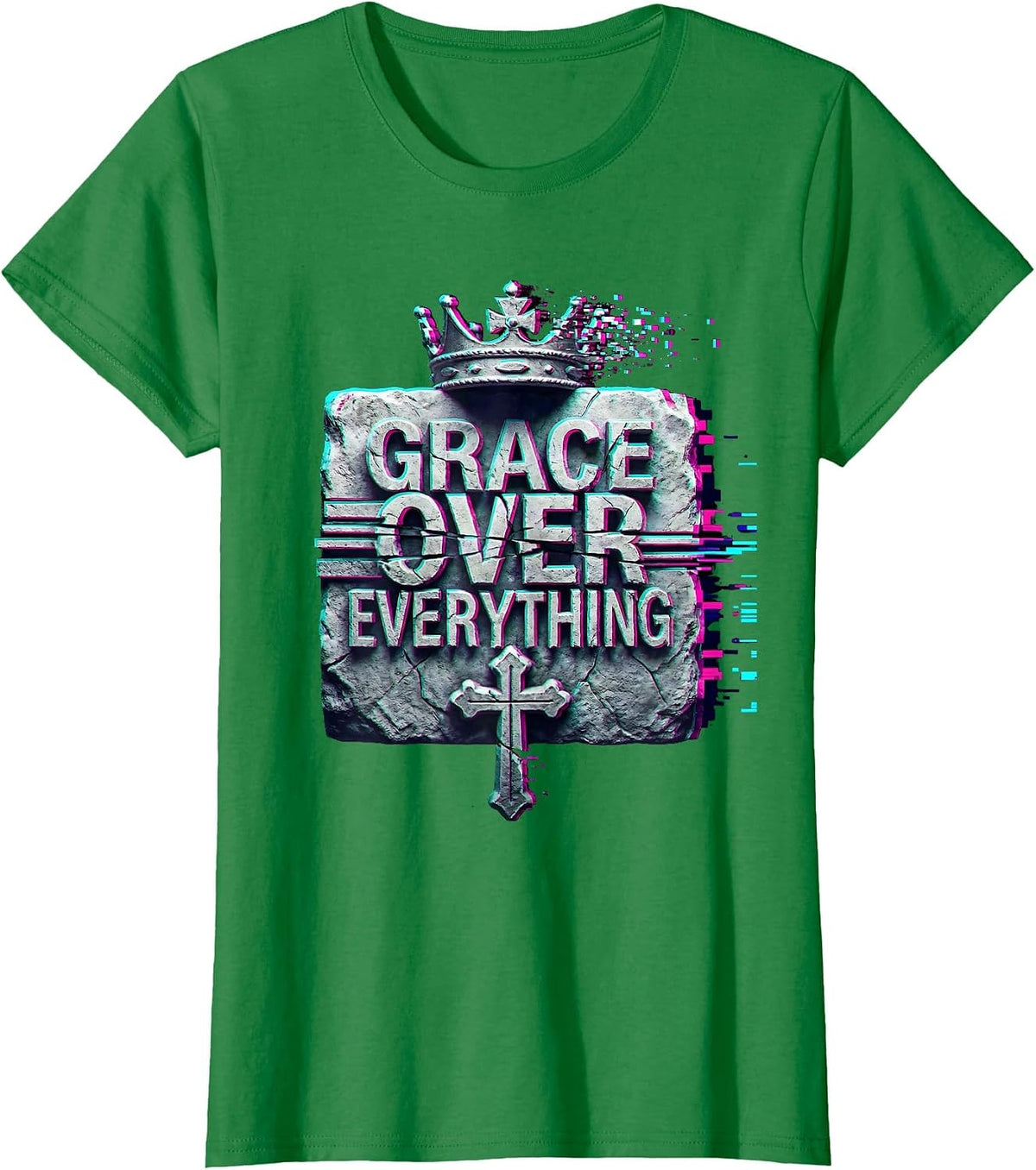 Women's Grace Over Everything Faith Over Fear Design T-Shirt - Kelly Green