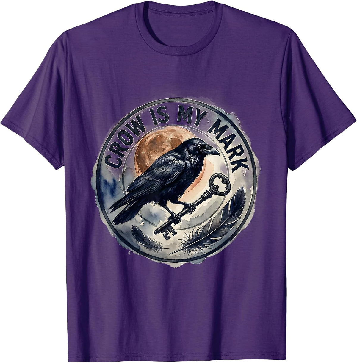 Men's Crow Is My Mark Watercolor Gothic Raven Bird Lover T-Shirt - Purple