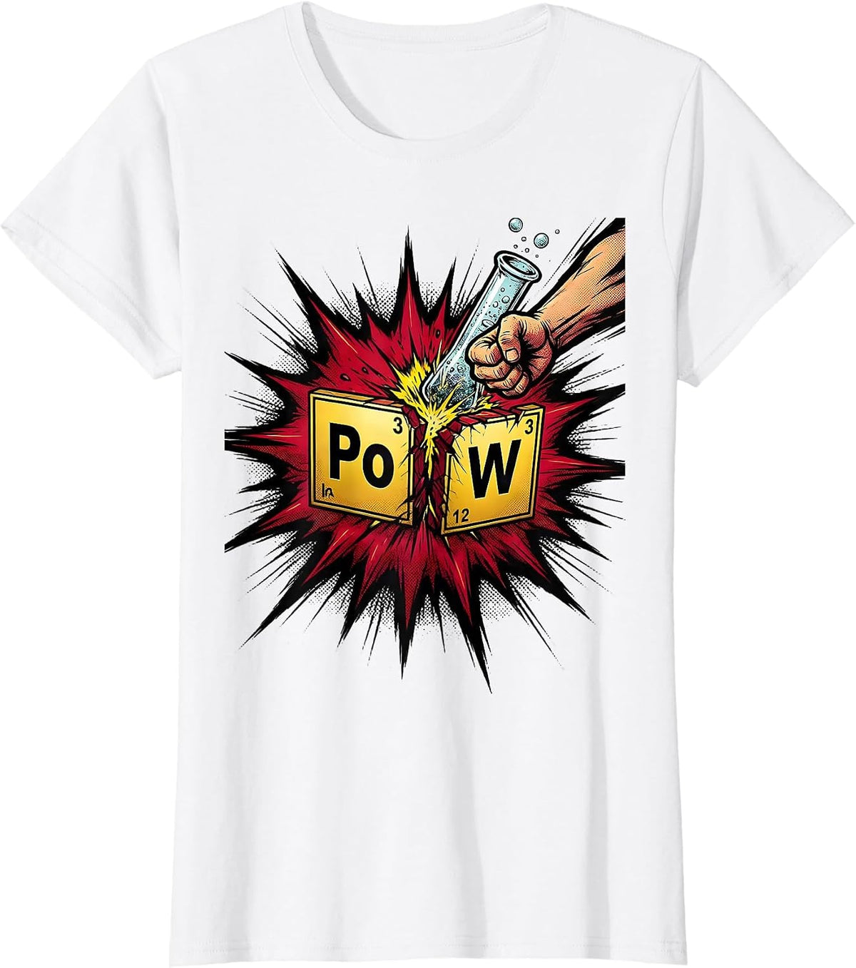 PoW Comic Book Periodic Table Chemistry Pun Science Geek T-Shirt - White