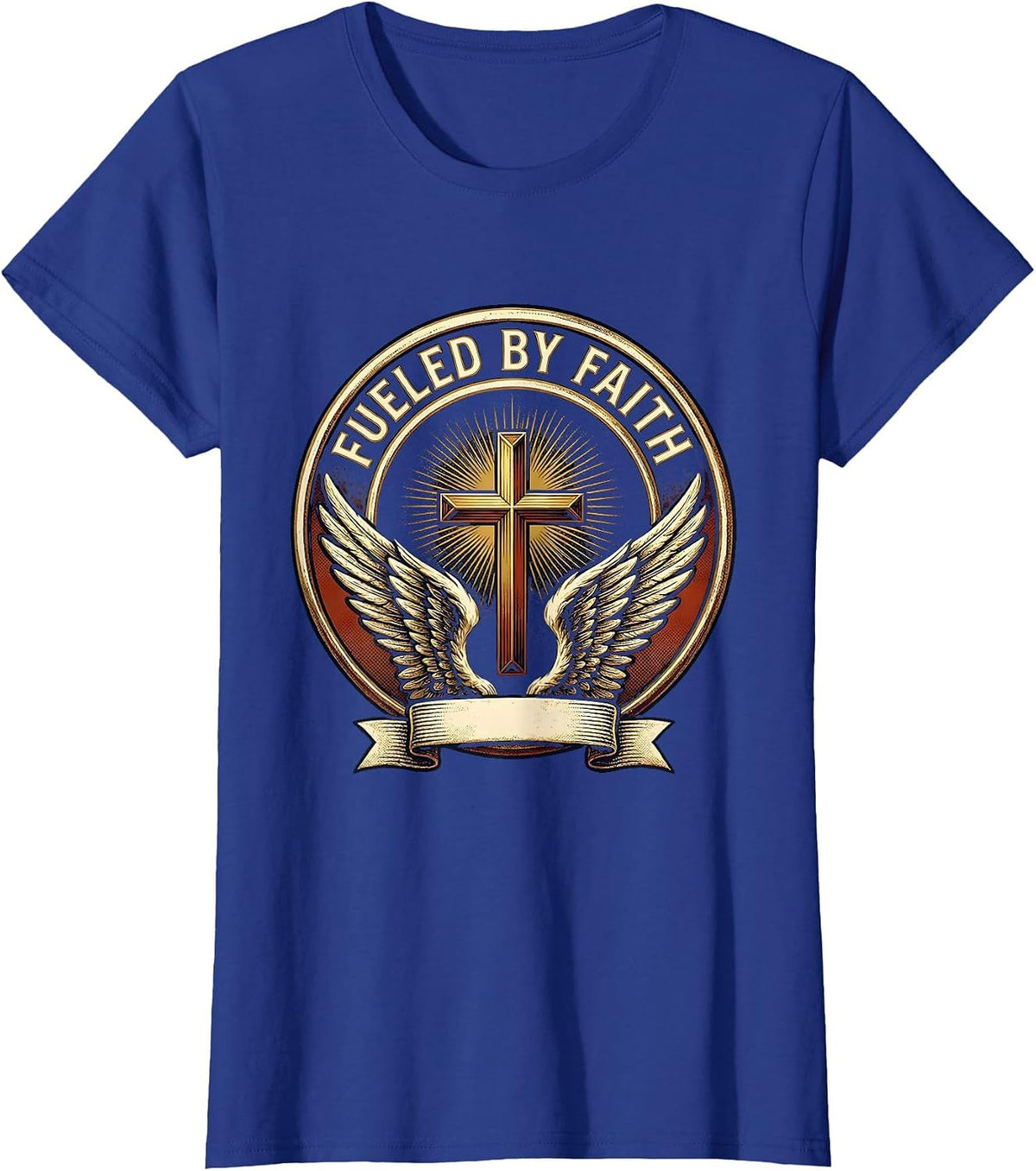 Women's Fueled By Faith Faith Over Fear Design T-Shirt - Royal Blue