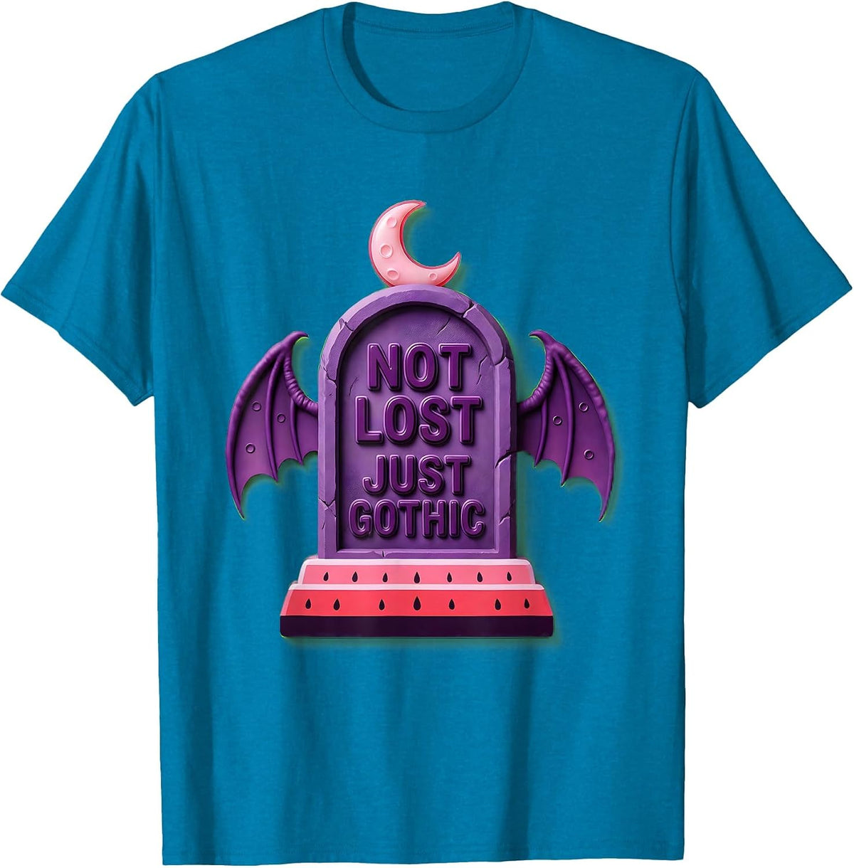 Not Lost Just Gothic Dark Aesthetic Design T-Shirt - Sapphire Blue